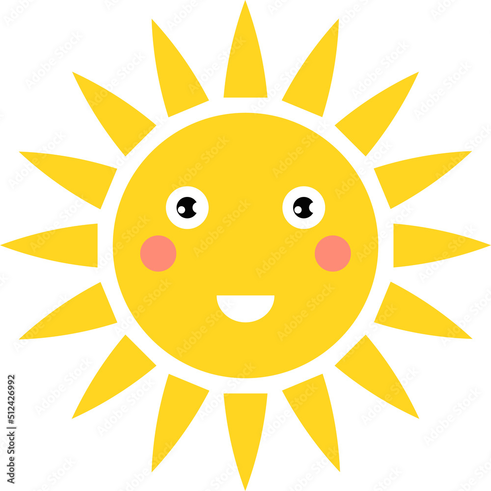 Smiling sun cartoon clipart design illustration
