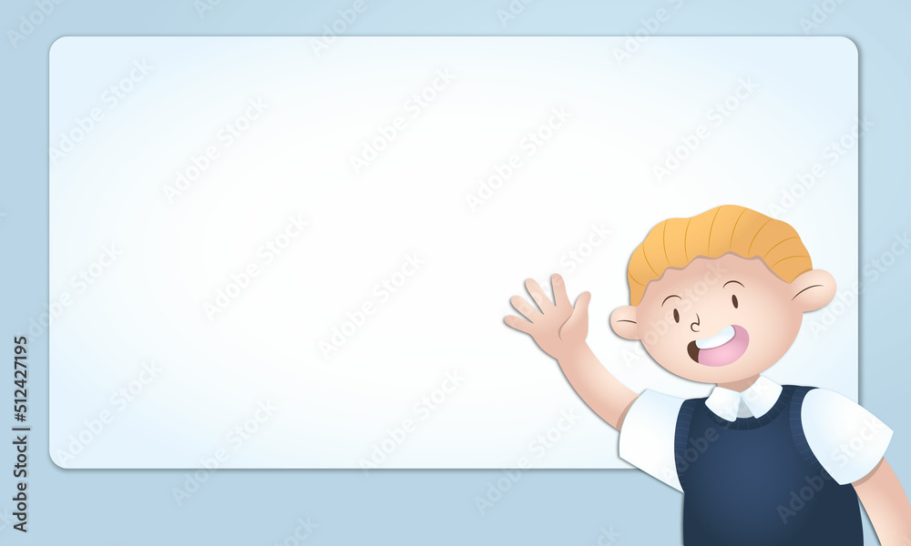 Illustration of blond boy waving with space for Back to school message Illustration of blond boy waving with space for Back to school message