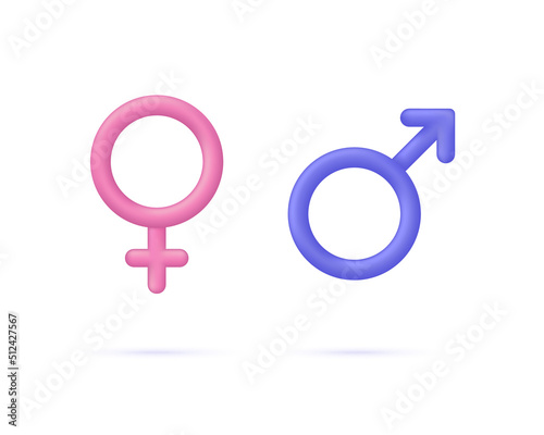 3D Gender icon isolated on white background. Linked male and female signs. Woman and man. Can be used for many purposes.