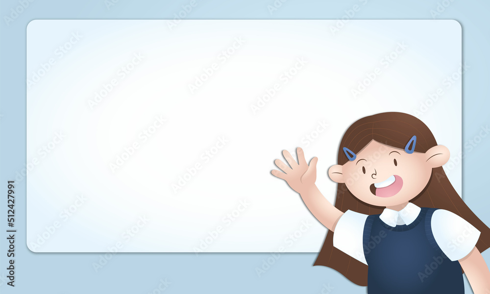 Illustration of girl waving with space for back to school message Illustration of girl waving with space for back to school message