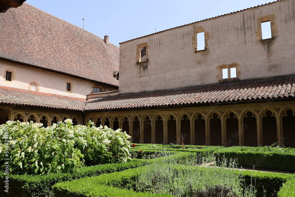 Obraz premium Le cloitre de l'abbaye bénédictine Saint Fortuné de Charlieu, ville de Charlieu, département de la Loire, France