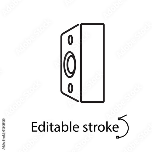 Music column on the side line icon. Bass equipment. Concert concept. Editable stroke. Isolated vector stock illustration