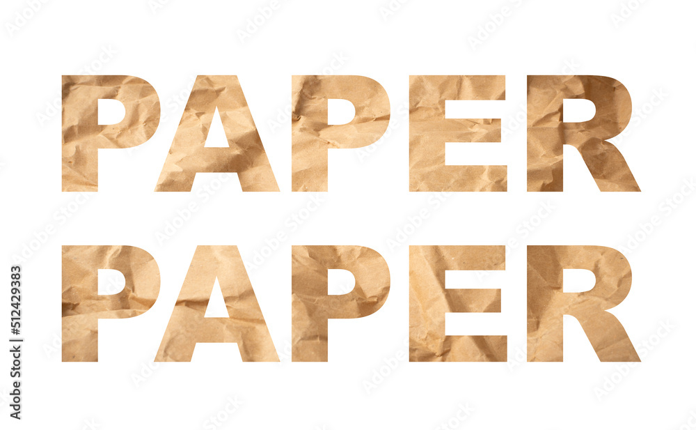 Crumpled Craft Paper Word Crumpled Craft Paper Word