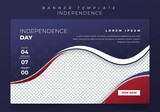 Banner template design with waving shape for US independence day or online advertising design