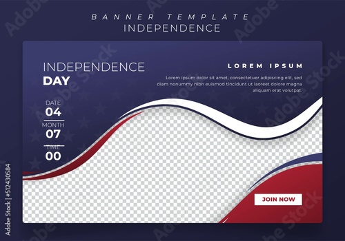 Banner template design with waving shape for US independence day or online advertising design