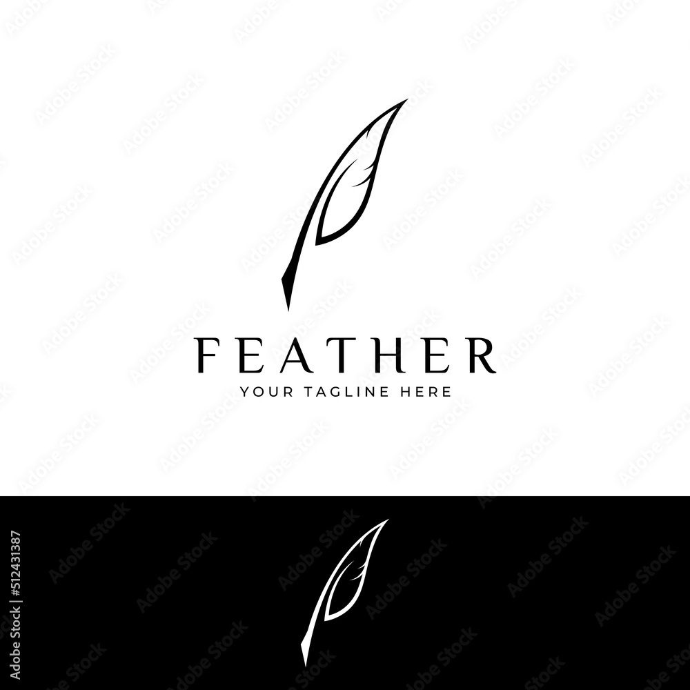 Feather logo, feather pen logo and law firm feather logo design vector illustration template. Feather logo, feather pen logo and law firm feather logo design vector illustration template.