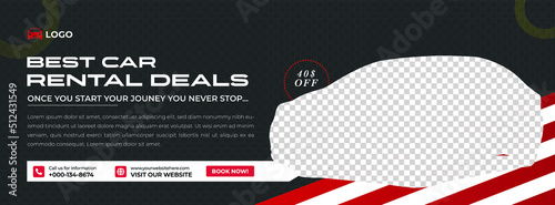 Car rental promotion social media facebook cover banner template