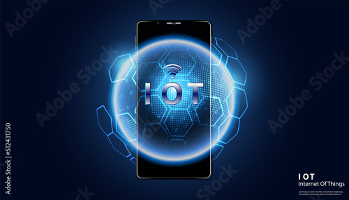 Abstract Internet of things Concept city 5G.IoT Internet of Things communication network Innovation Technology Concept phone network. Connect wireless devices and networking Innovation Technology.