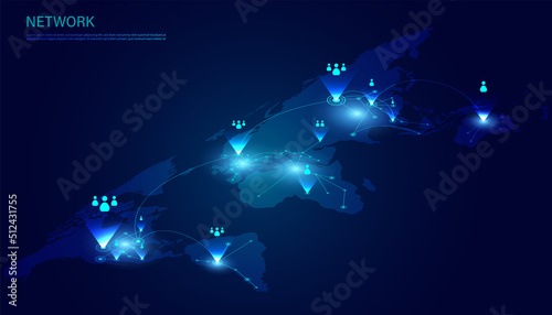 Abstract Technology Communication Borderless Internet 5G Internet of Things communication between people, business, network on a modern background futuristic digital