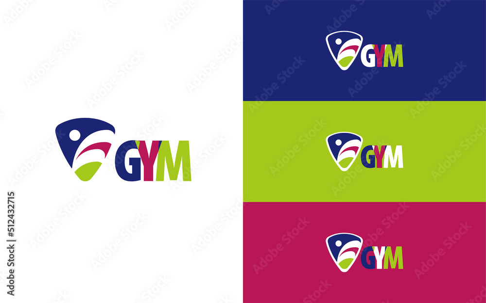 Bodybuilding gym logo with stylized person in motion.