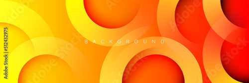 Abstract round tech high contrast yellow and orange glossy stripes corporate background design banner pattern presentation web template