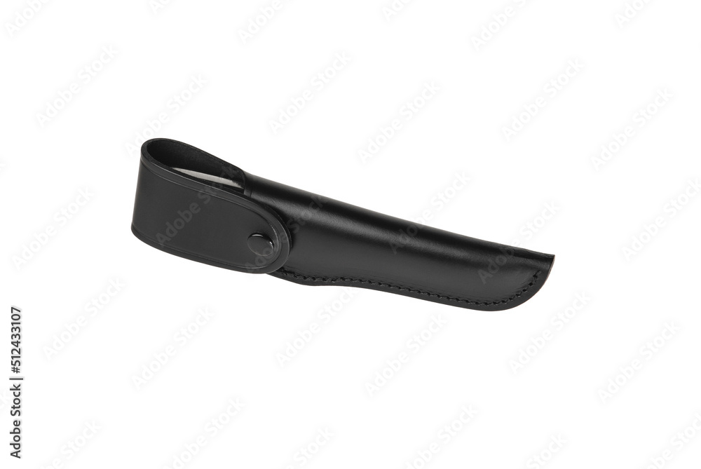 Modern hunting knife with silver blade and rubber handle. Steel arms. Isolate on a white back Modern hunting knife with silver blade and rubber handle. Steel arms. Isolate on a white back