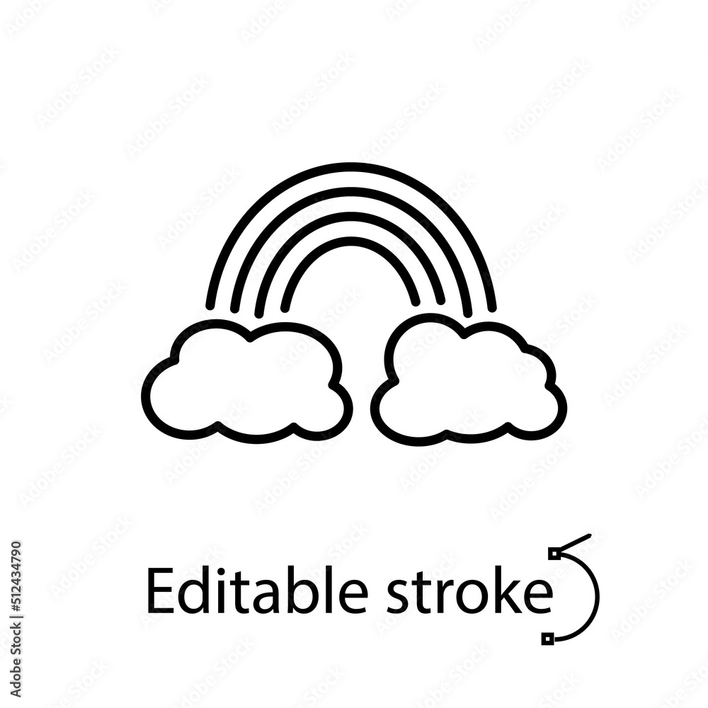 Rainbow outline icon. Kid nursery decor. Pop art style. Cute logotype. Editable stroke. Isolated vector illustration Rainbow outline icon. Kid nursery decor. Pop art style. Cute logotype. Editable stroke. Isolated vector illustration