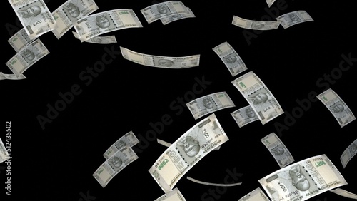 Many wads of money  on black background. 500 Indian Rupees banknotes. Stacks of money. Financial and business concept. 