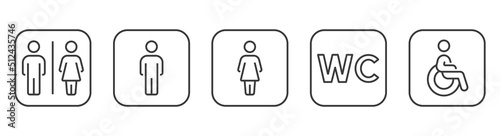 Bathroom symbol. WC symbols set. Bathroom signs vector photo