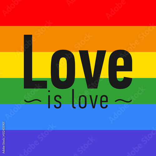 ilustración vectorial, bandera lgbt con la frase amor es amor