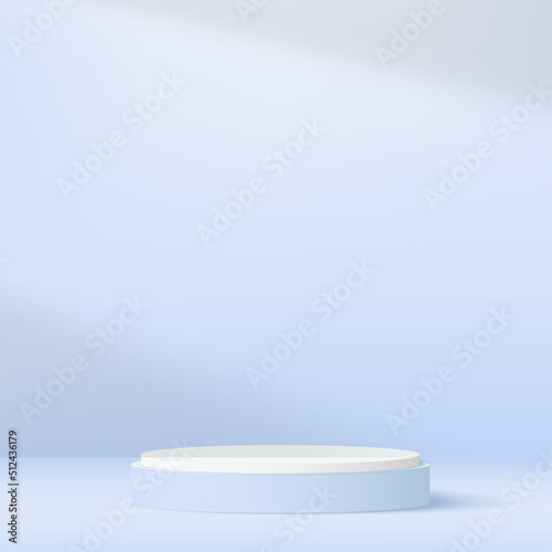 Abstract background with blue color podium for presentation. Vector