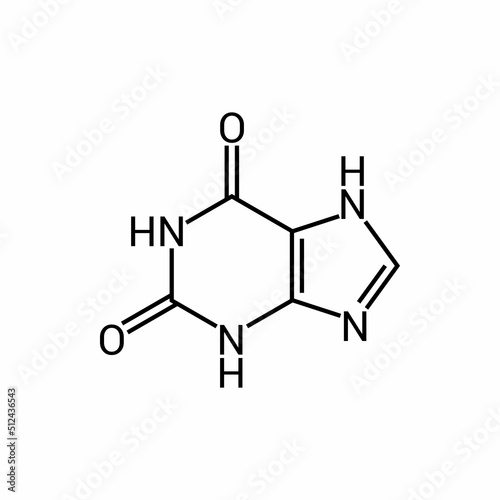 chemical structure of xanthine (C5H4N4O2) photo