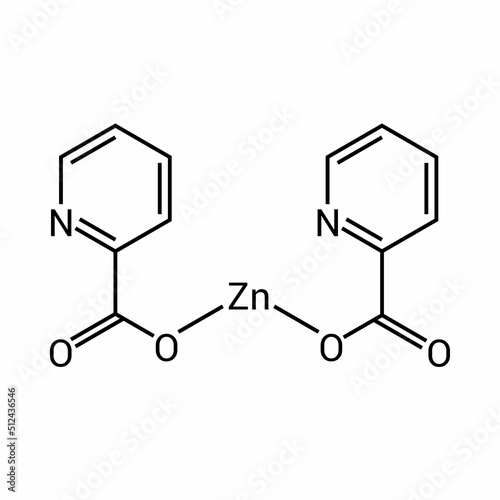 chemical structure of Zinc picolinate (C12H8N2O4Zn)