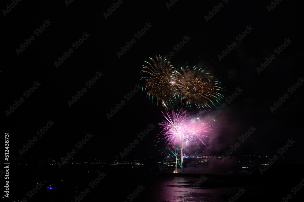 Fireworks over the Barbican Harbour in Plymouth as part of the annual British Firework Championships. Fireworks over the Barbican Harbour in Plymouth as part of the annual British Firework Championships.
