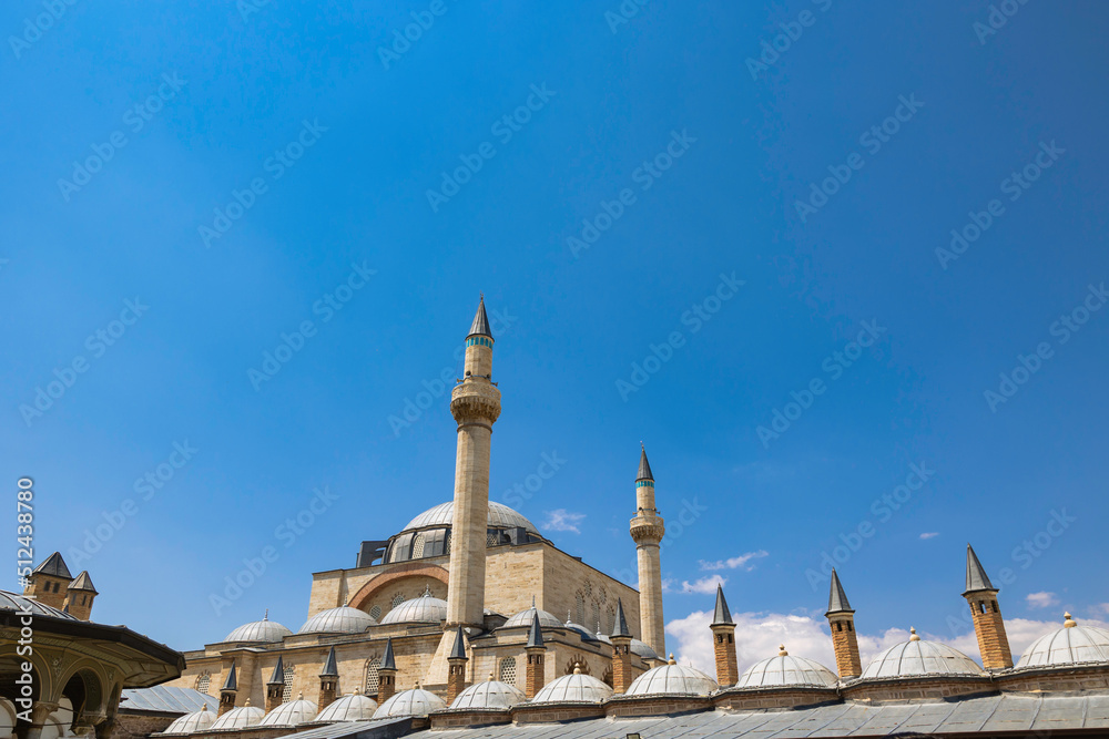 Konya Sultan Selim Mosque from Mevlana Museum. Islamic background photo
