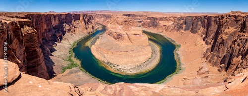 Panoramic view of Horseshoe Bend in Page, Arizona on a sunny day photo