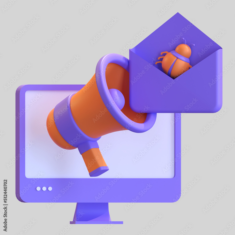bug email web notification icon 3d illustration bug email web notification icon 3d illustration