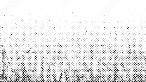 Halftone radial texture. Comic style grain background. Pop art faded textured frame. Grunge speckle effect. Dotted particles print wallpaper. Pixelated gradient backdrop