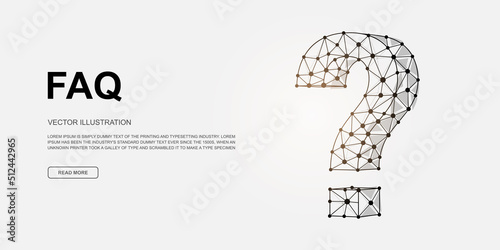 Question mark 3d low poly symbol for landing page template. Help support design illustration. Polygonal FAQ illustration for homepage design, adv page