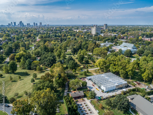 Large Greenhouse with Park Leading to City