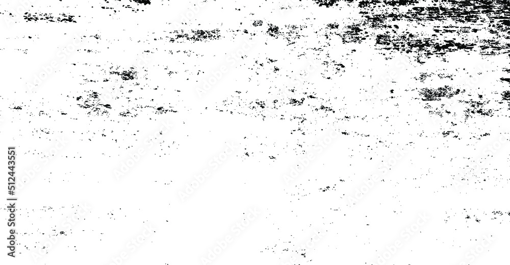 Obraz premium Monochrome texture composed of irregular graphic elements. Distressed uneven grunge background. Abstract vector illustration. Overlay for interesting effect and depth. Isolated on white background.