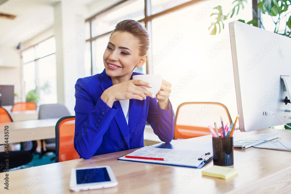 Beautiful business woman in the interior in the process of work
Beautiful business woman in the interior in the process of work