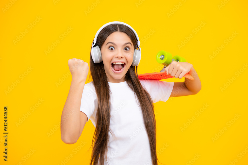 Teenagers youth casual culture. Teen girl with skateboard over isolated studio background. Teenager in fashion stylish clothes. Excited teenager, glad amazed and overjoyed emotions. Teenagers youth casual culture. Teen girl with skateboard over isolated studio background. Teenager in fashion stylish clothes. Excited teenager, glad amazed and overjoyed emotions.