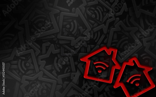 Red Smart Home Symbol Against Black Duplicates