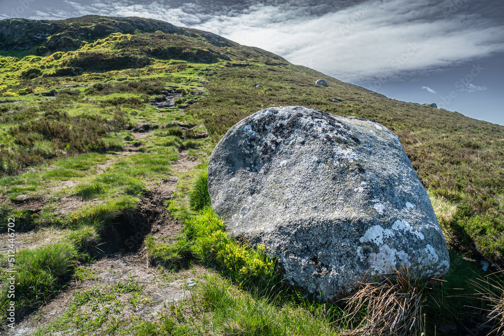 Wicklow National Park. Big stone in foreground. Wicklow National Park. Big stone in foreground.