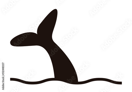 Icono de cola de ballena sumergiéndose en el mar.