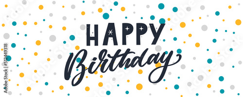 Happy Birthday lettering text banner, black color. Vector illustration.