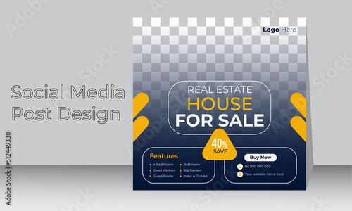 Real estate house property post design or modern social media banner template