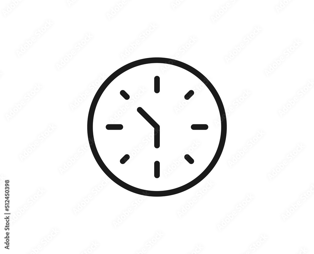 Clock line icon on white background Clock line icon on white background