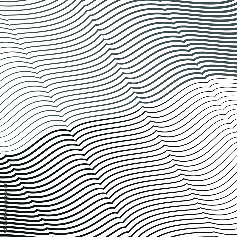 Pattern of grey wavy lines with different directions. Abstract background. Vector illustration.