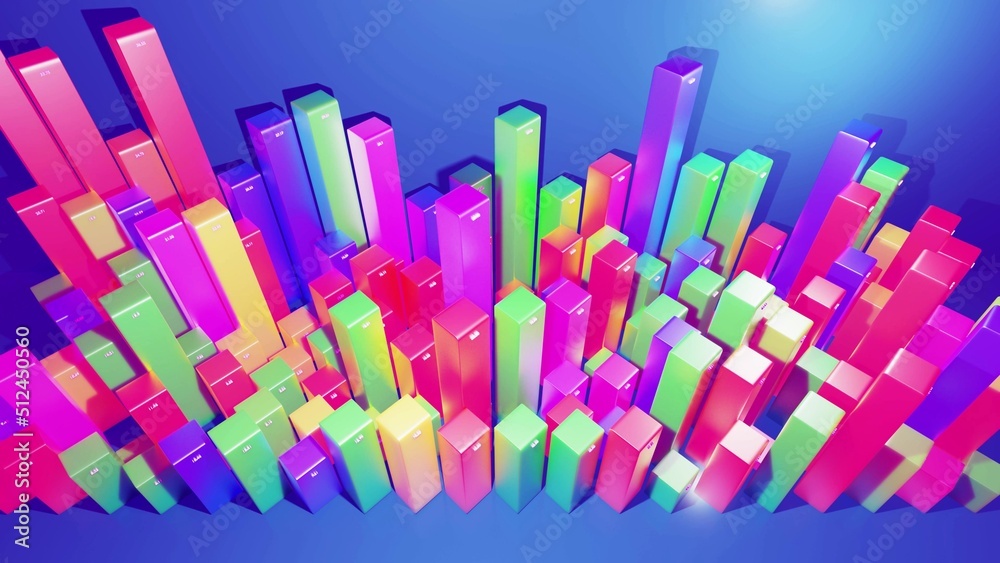 3d render. Beautiful 3d background for analytical programs with abstract infographics, statistical data. Multicolor bars, counters and graph. 3d columns as financial bg 3d render. Beautiful 3d background for analytical programs with abstract infographics, statistical data. Multicolor bars, counters and graph. 3d columns as financial bg