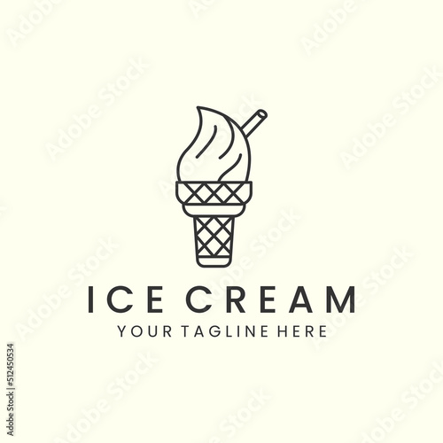 ice cream with line art style logo icon template design. chocolate, cake, bread , vector illustration