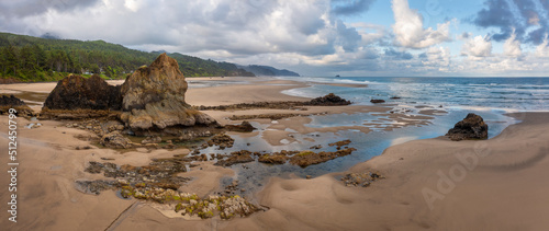 Arcadia Beach, Oregon Rock Formations. Arcadia State Recreation Site is located a mile south of Cannon Beach.  Arcadia Beach is a serene shoreline with gorgeous rock formations and a sandy beach. photo