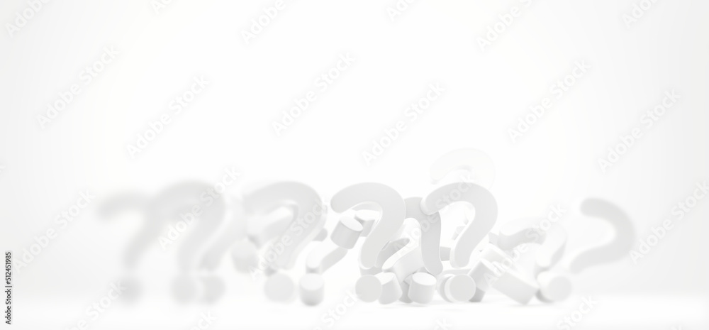 question marks bold letters light gray 3d-illustration background