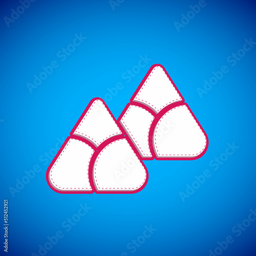 White Zongzi in bamboo steamer icon isolated on blue background. Delicious rice dumplings. Vector