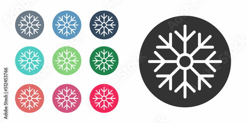 Black Snowflake icon isolated on white background. Merry Christmas and Happy New Year. Set icons colorful. Vector
