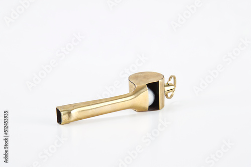 Classic Whistle for Policeman and Referee, Coach Whistle, White Isolated, Closeup