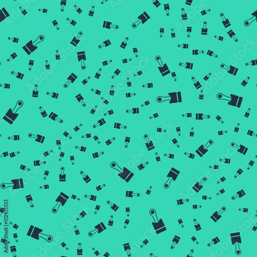 Black Engine piston icon isolated seamless pattern on green background. Car engine piston sign. Vector