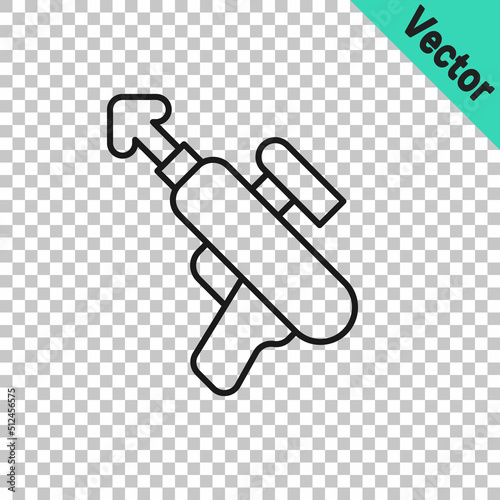 Black line Fishing harpoon icon isolated on transparent background. Fishery manufacturers for catching fish under water. Diving underwater equipment. Vector