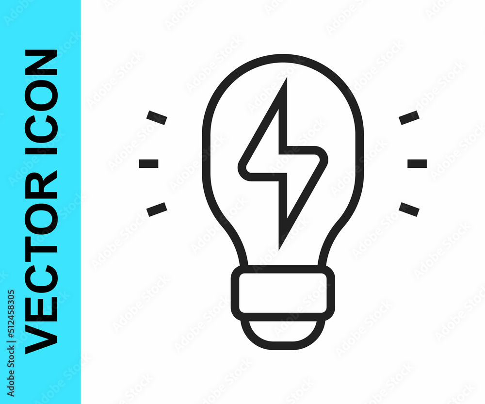Black line Creative lamp light idea icon isolated on white background. Concept ideas inspiration, invention, effective thinking, knowledge and education. Vector Black line Creative lamp light idea icon isolated on white background. Concept ideas inspiration, invention, effective thinking, knowledge and education. Vector